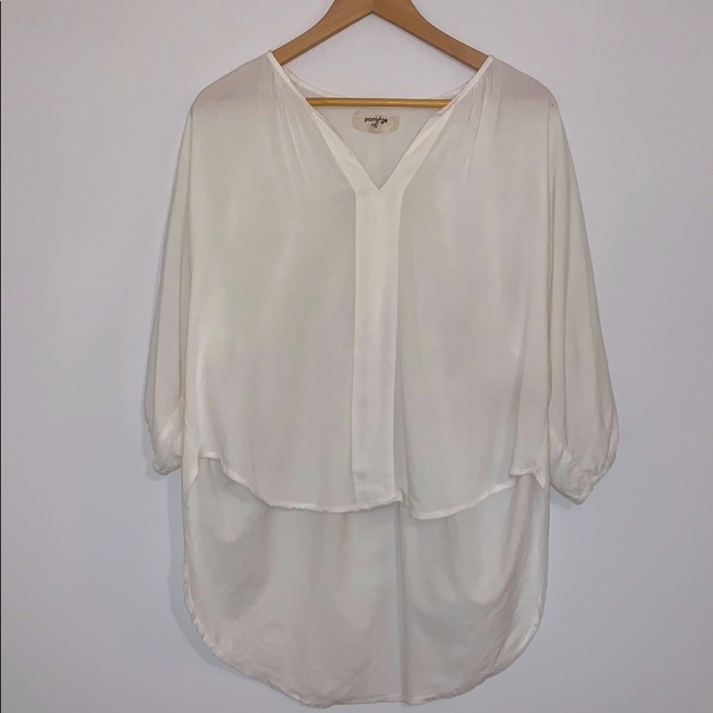 High/low V-neck blouse